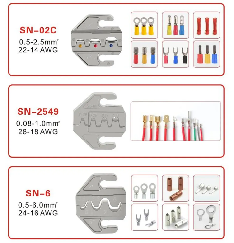 Pince à sertir multifonction 7 en 1 robuste avec matrices SN 5 et D3