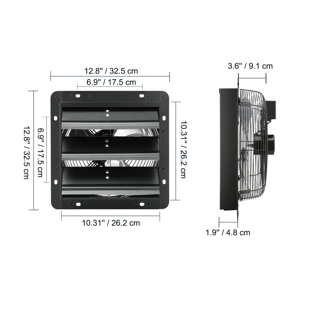 Ventilatore di scarico VEVOR, 254 mm, regolatore temperatura-umidità, motore EC, 843 CFM, ventilatore a parete con controllo della velocità per montaggio a parete, ventilazione e raffreddamento per serre, garage, capannoni - 8