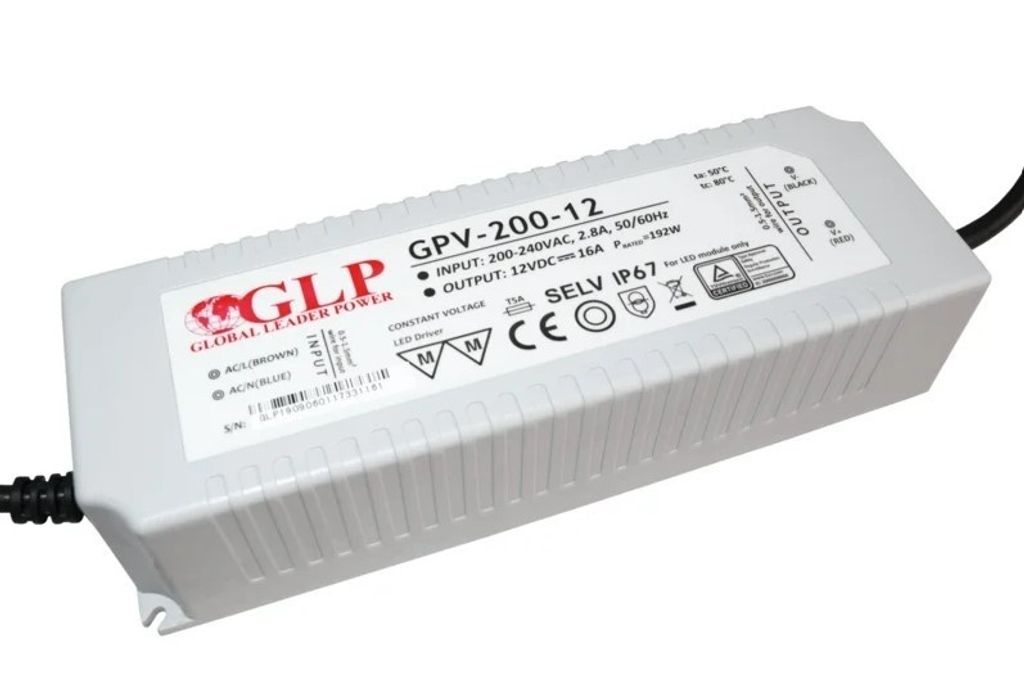 GLP GPV-200-12 - LED-Netzteil, 192 W, 12 V DC, 16 A, IP67
