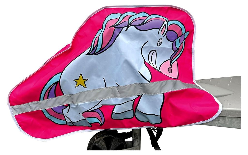 Deichselabdeckung für Wohnwagen und Pferdeanhänger, 90 x 60 cm, Pink mit Einhorn-Motiv