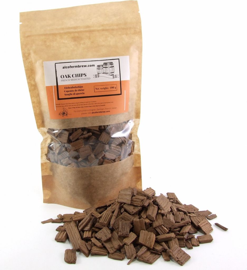 Eichenholzchips Französisch - Mittel Getoastet 100g, Eichenholz Chips Holzspäne Eichenholzspäne