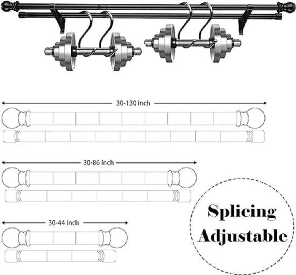 Tringle à rideaux de douche extensible 76-186 cm en acier inoxydable