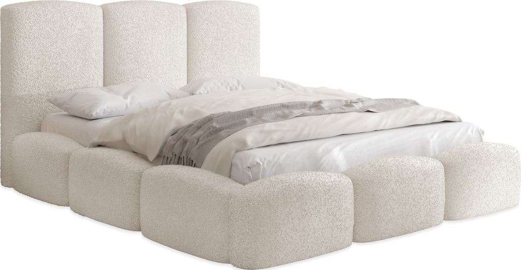 Polsterbett 200x200 mit Bettkasten und Lattenrost – Beige Produktbild 