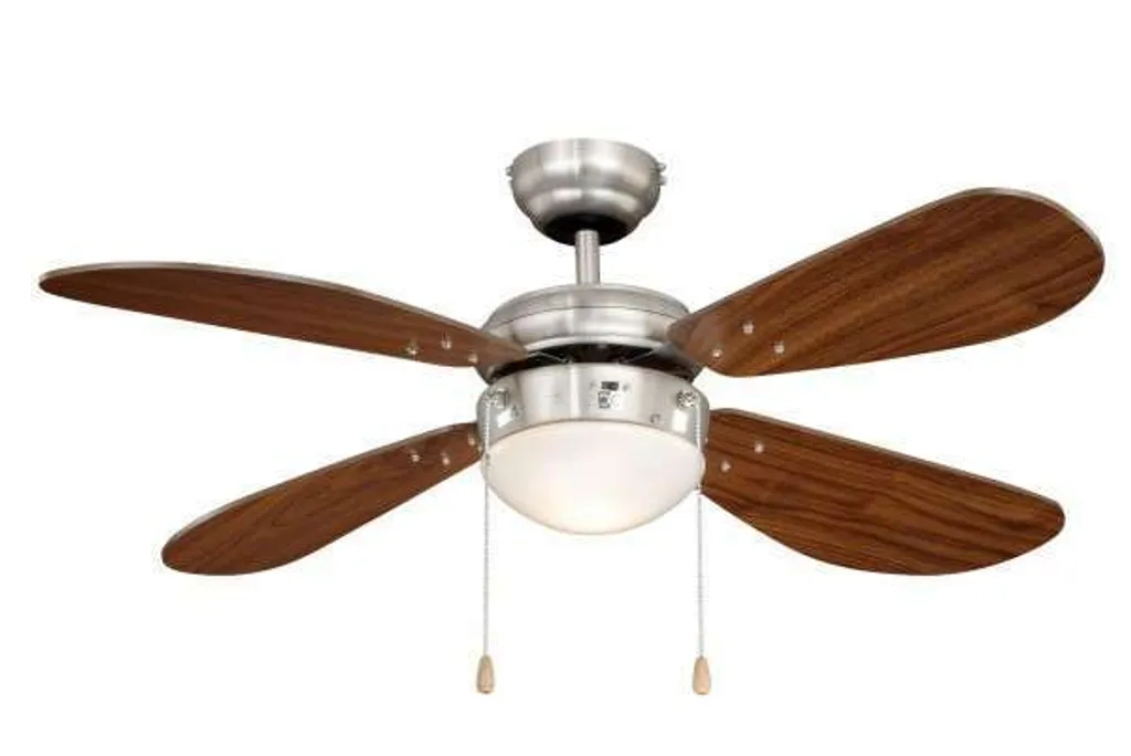 Ventilatore da soffitto Classic Nichel / Noce 105 cm con luce e catenelle