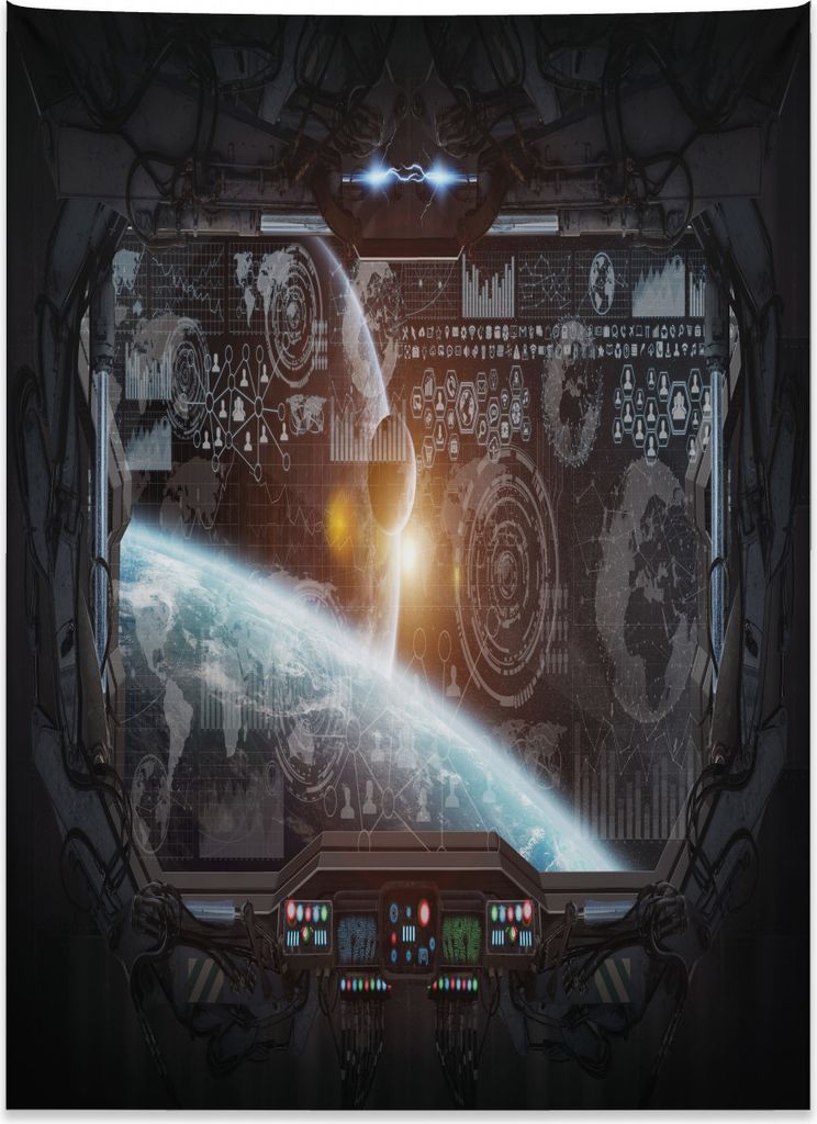 Abakuhaus Platz Wandteppich, Wold Stardust Landschaft aus Weiches Mikrofaser Stoff Kein Verblassen Klare Farben Waschbar, 110 x 150 cm, Orange Grün