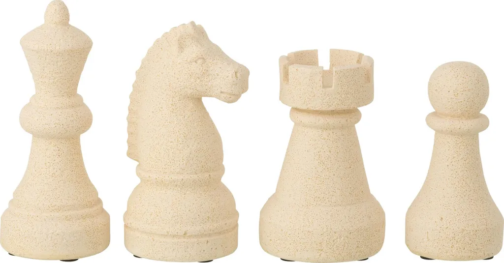 Décoration de bureau échecs beige lot 4 pièces J-Line polyrésine assortie