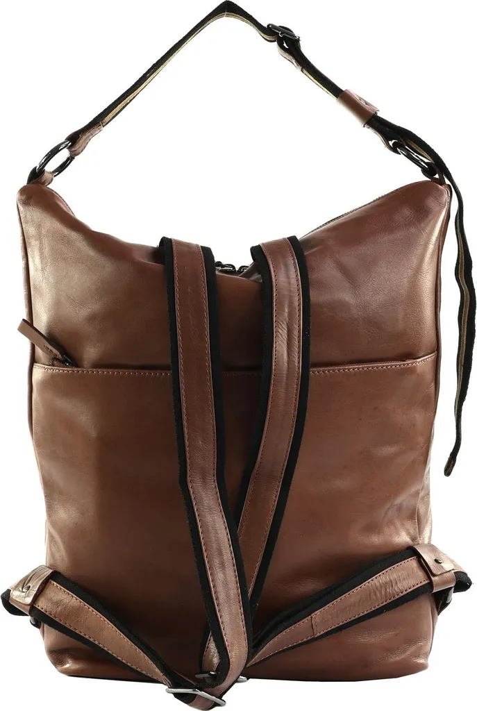 Sac à dos Harold's Caugio Shoulder Backpack Cognac brun en cuir véritable