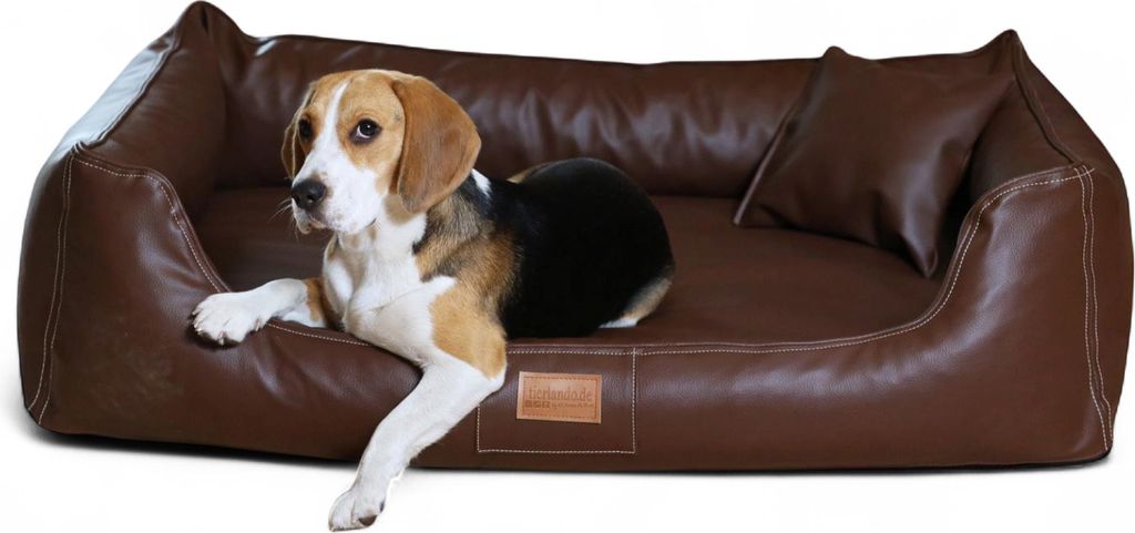 tierlando Orthopädisches Hundebett Maddox Kunstleder Hundesofa Mittelgroß Große Hunde Hundesofa XL XXL - Größe: 100x75cm | Farbe: 01 Braun