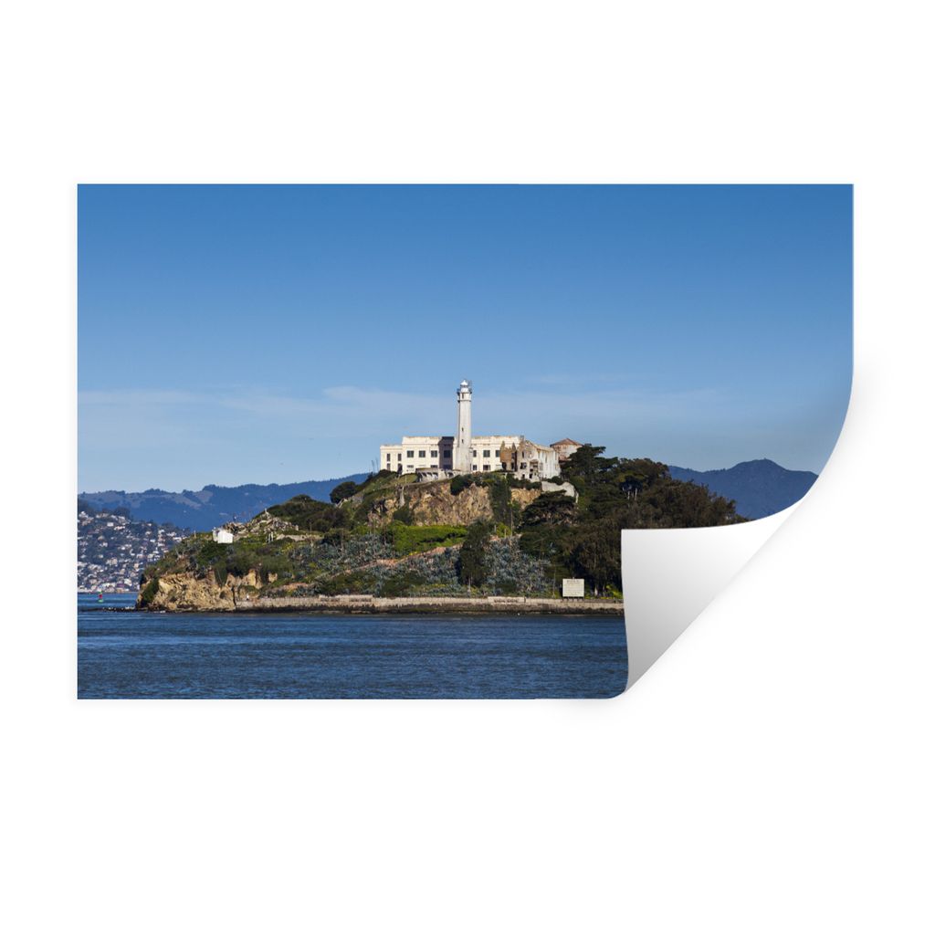 MuchoWow Wandtattoo Wandsticker Wandaufkleber Blick auf Alcatraz bei San Francisco in Amerika 120x80 cm Selbstklebend und Repositionierbar - Selb...