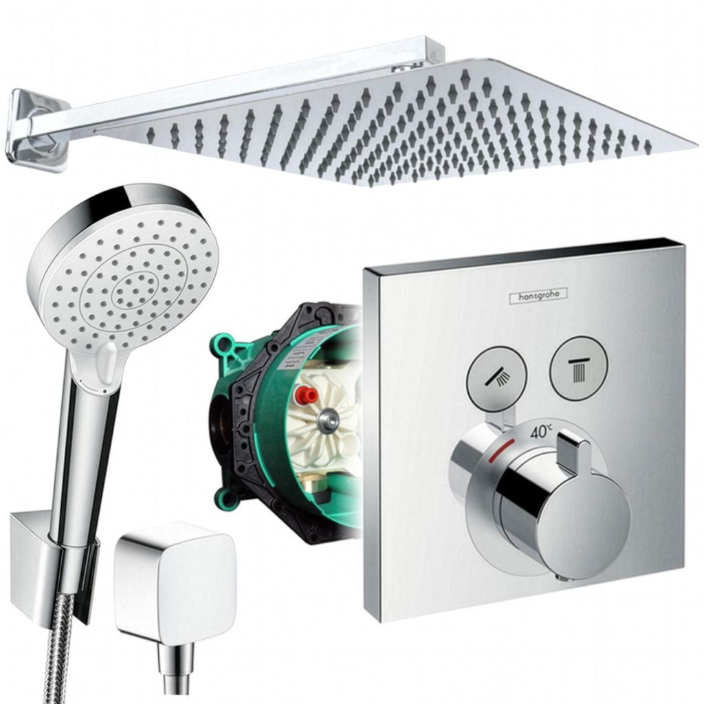Hansgrohe und Jowi Unterputz Duschsystem ShowerSelect Thermostat, Unterputz Duscharmatur mit Kopfbrause