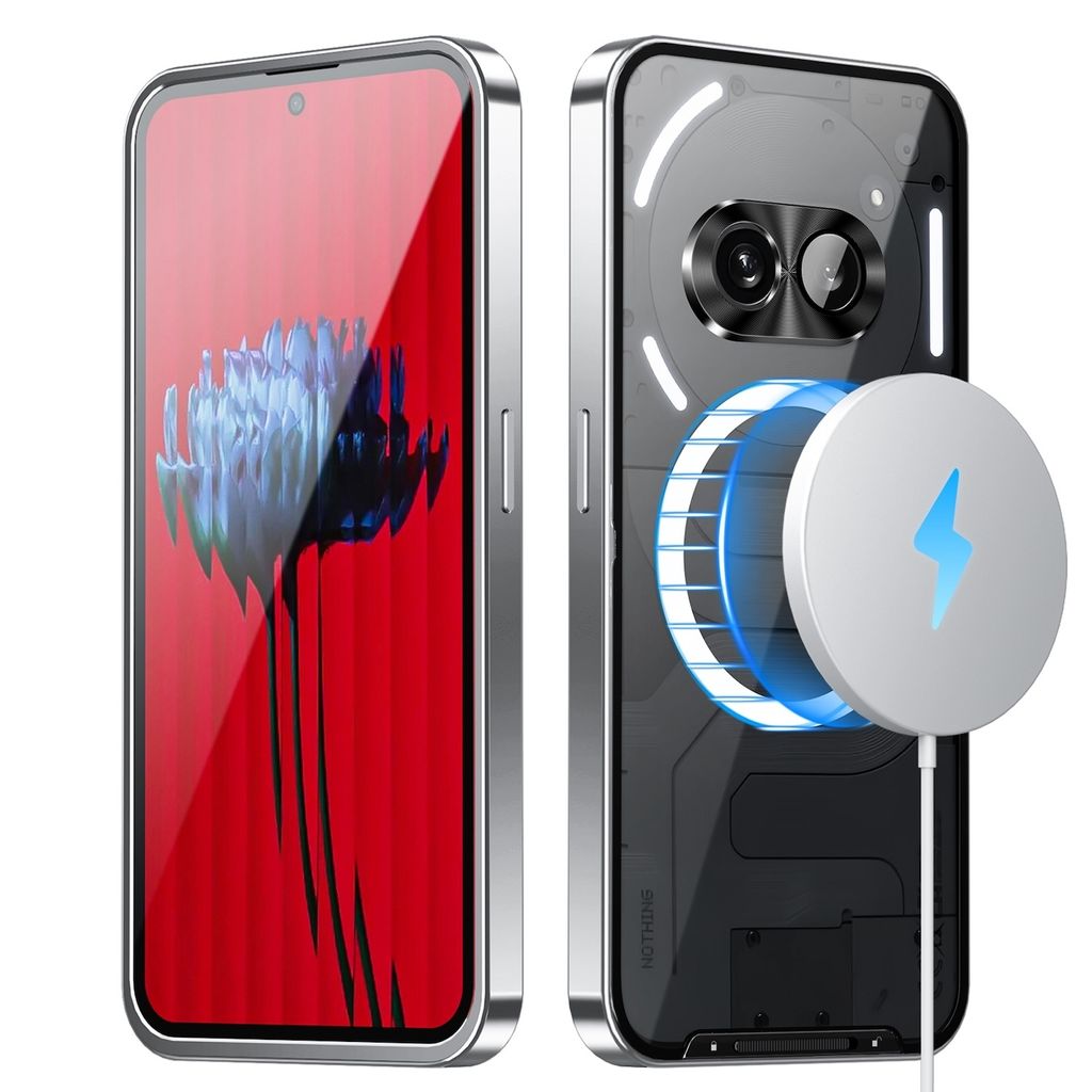 Für Nothing Phone 2a / Plus Magnetische Magsafe Metall Design Schutz Cover Case Silber