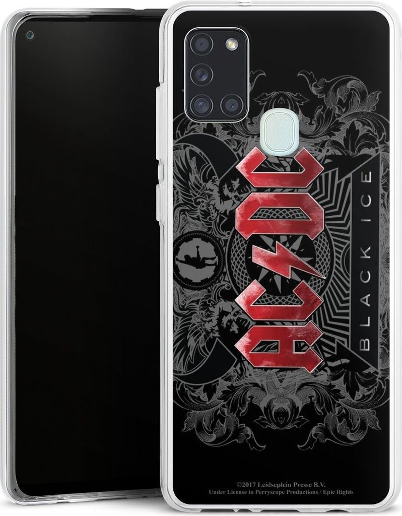 DeinDesign Handyhülle für Samsung Galaxy A21s Silikon Hülle Case Smartphone Schutzhülle ACDC Black Ice Fanartikel
