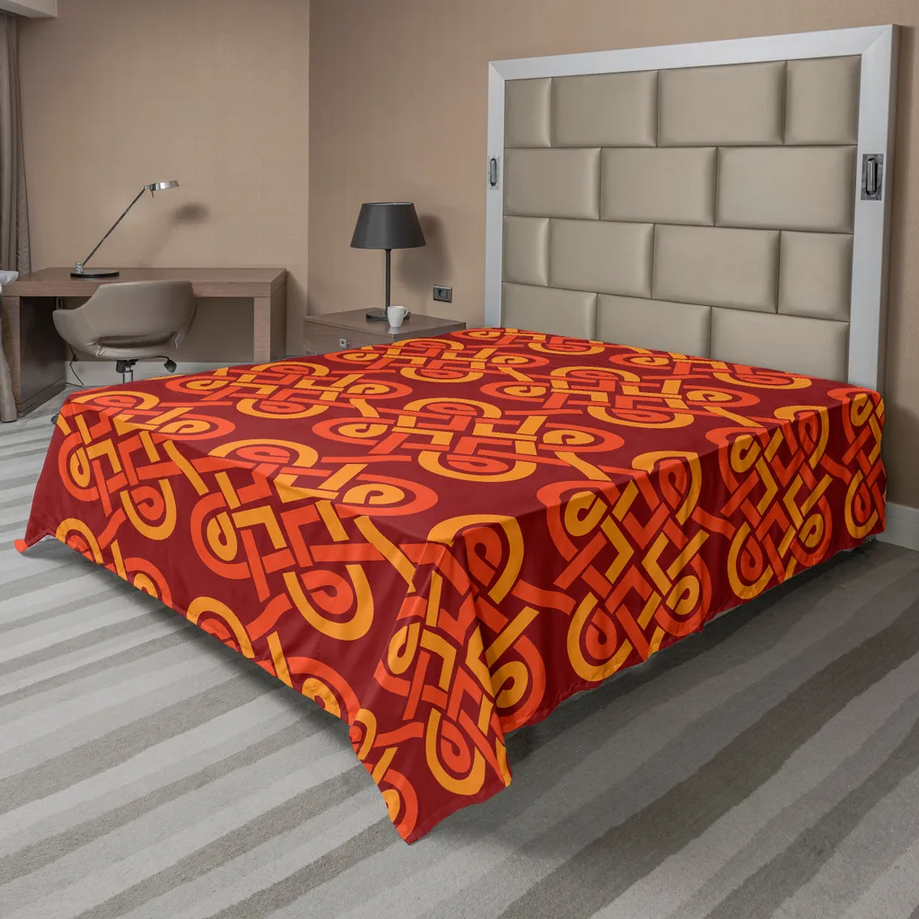 Lenzuolo Celtico ABAKUHAUS Rosso Arancio 244x205 - Stile Vintage