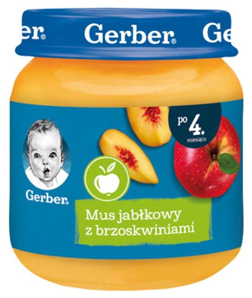 Gerber Deserek Mus jabłkowy z brzoskwiniami po 4 miesiącu Zdjęcie produktu 