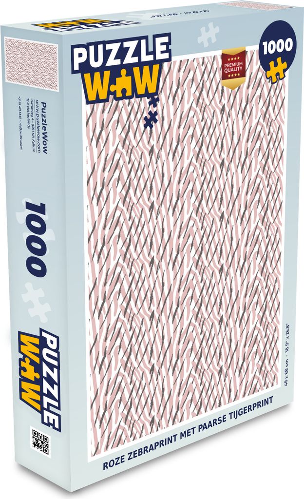 MuchoWow Puzzle 1000 Teile Druck - Zebra - Rosa - Grau - Spielzeug - Alt und Jung - Spiele - Puzzeln