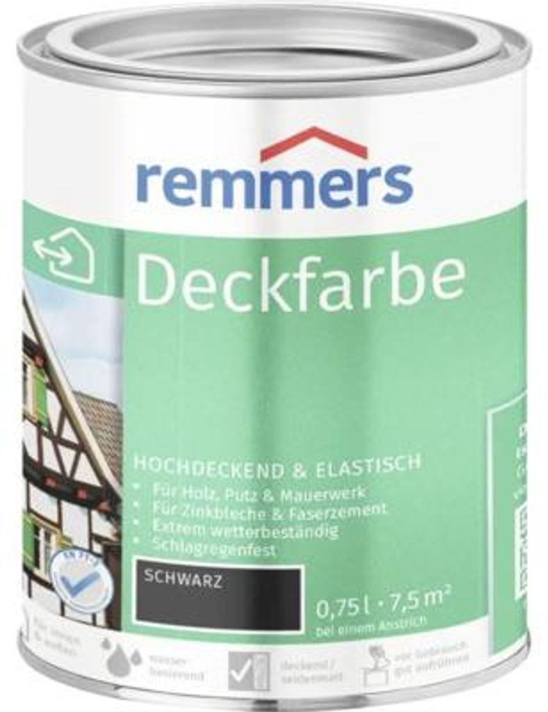 Remmers Deckfarbe schwarz 0,75 l, Holzlack Produktbild 