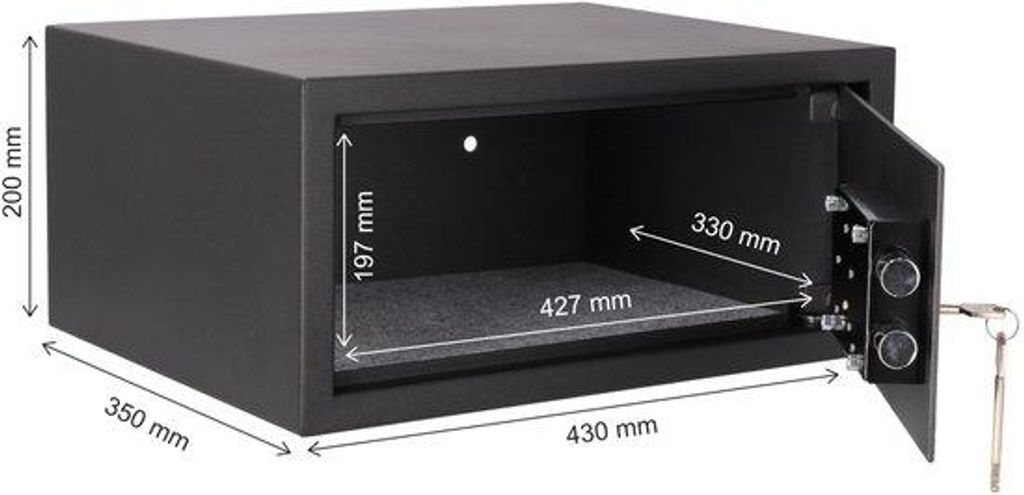Schwarzes Laptop-Schloss 40cm breit, satiniert, sicher, kompakt