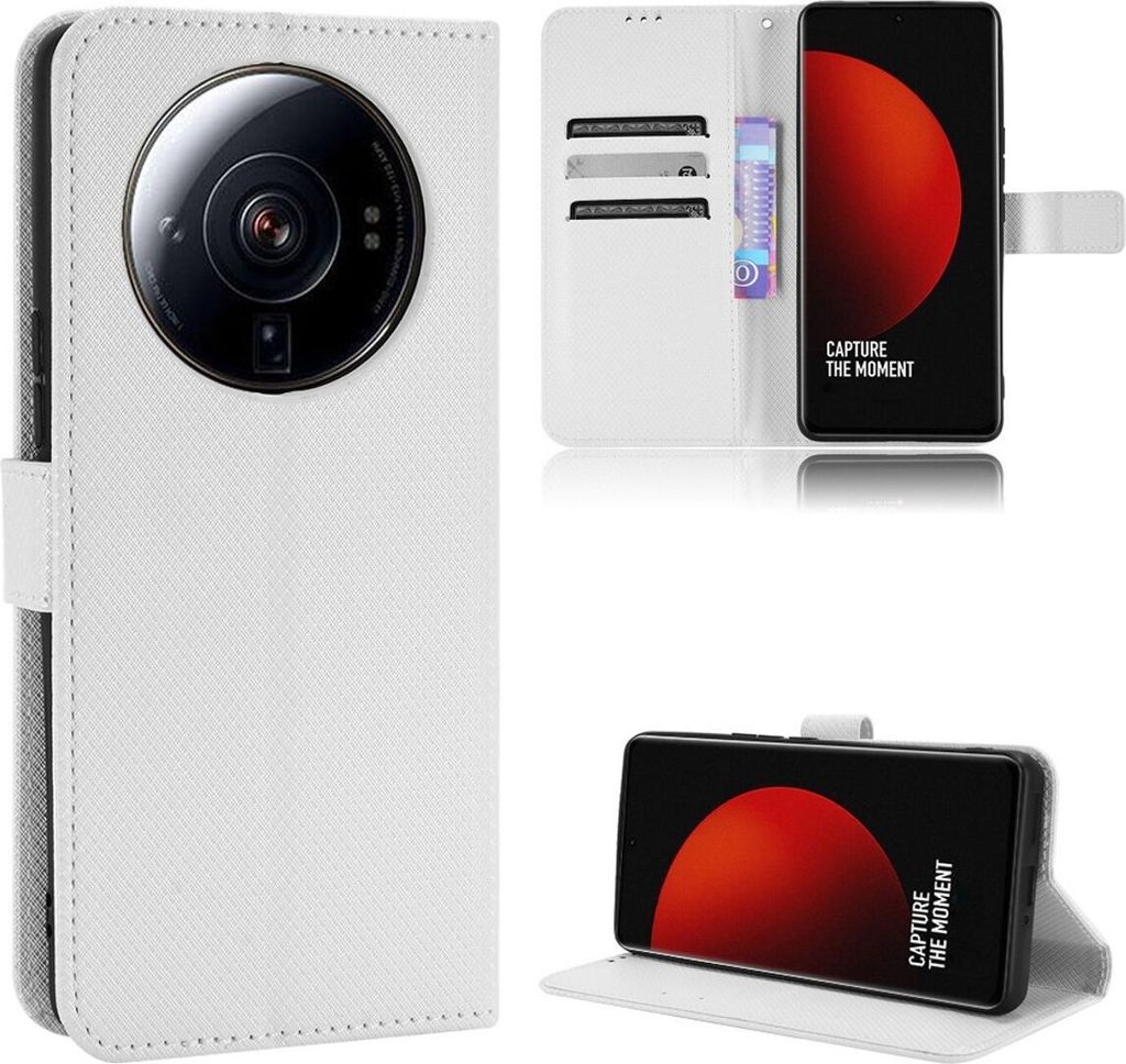 König Design Hülle kompatibel mit Xiaomi 12S Ultra Kunstleder Handyhülle - Handy Case Weiß