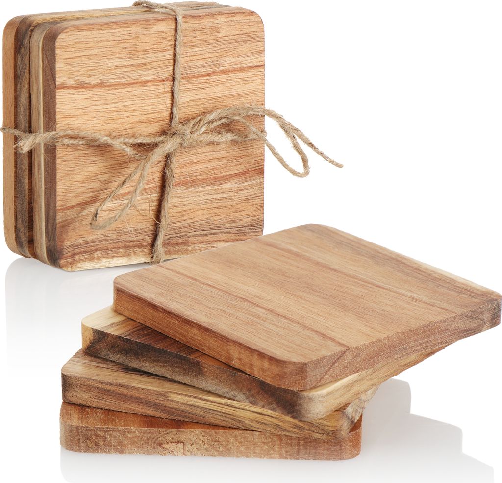 com-four® 8x Untersetzer aus Holz - Unterlage für Tassen Produktbild 