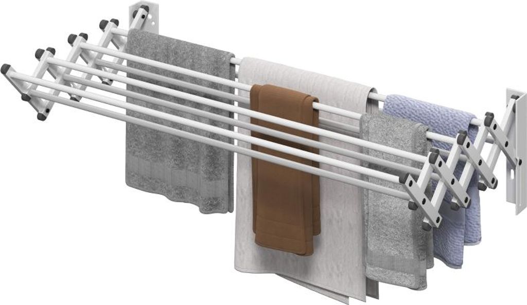 Wäscheständer Wand Ausziehbar Wäschetrockner Wandmontage mit 8 Stangen aus Aluminium, Platzsparender Trockenständer für Drinnen und Draußen