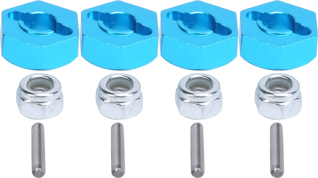 Smetti di Rompere! 4 Mozzi RC Alluminio Blu Scanalati con Dadi M4