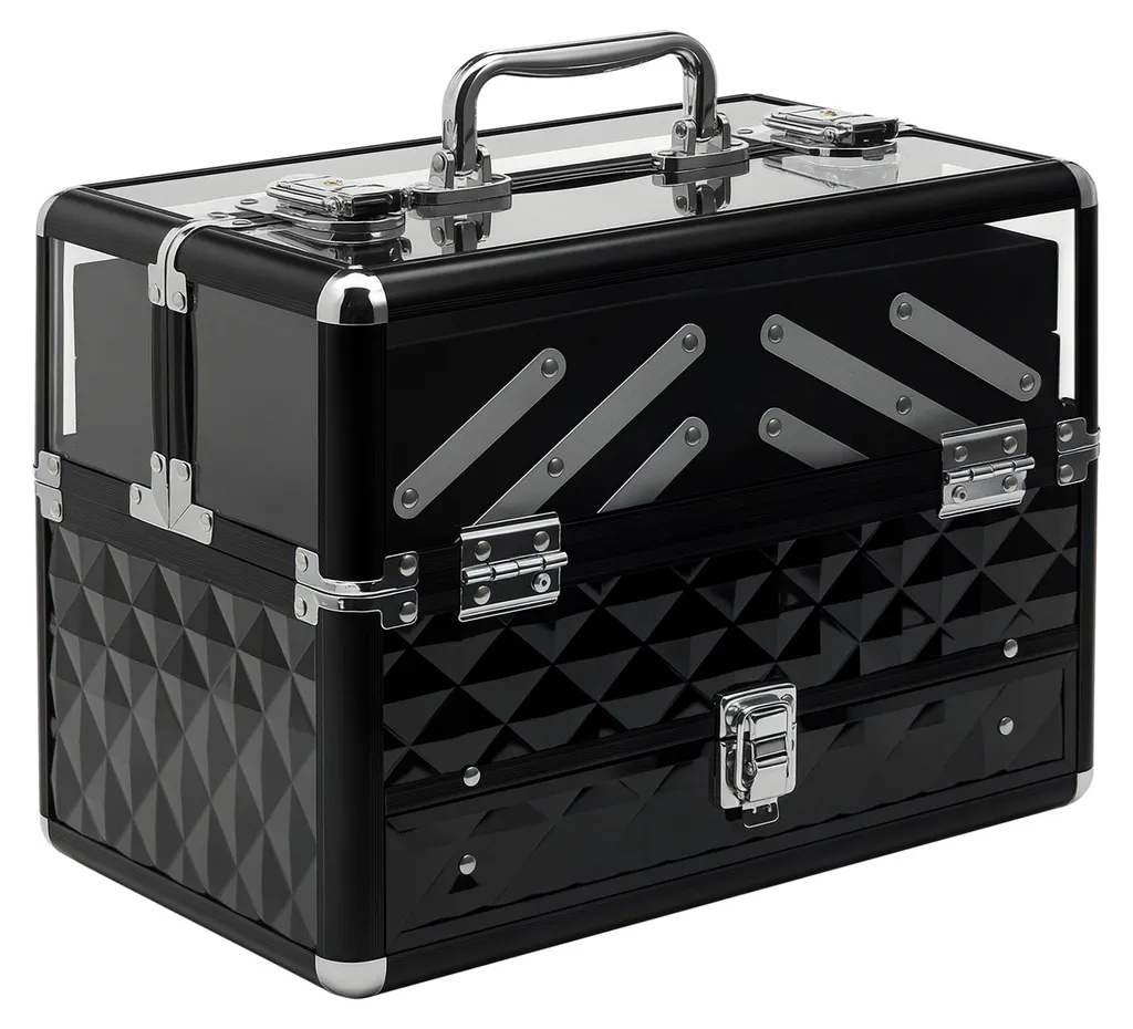 Mallette maquillage de voyage - Vanity rigide noir 30cm avec serrure