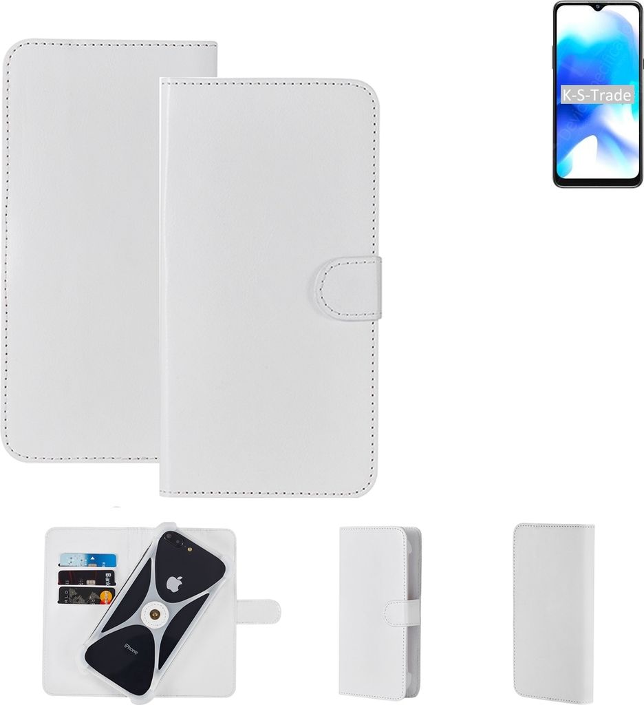 K-S-Trade Handy Hülle Schutz Hülle kompatibel mit Blackview A80s Cover Case Bookstyle Bumper weiß 1x