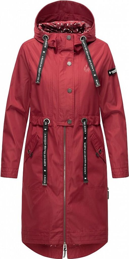 Navahoo Damen Mantel Übergangs Jacke Lang Parka Freizeit Casual Kapuze Josinaa Bordeaux Gr. 36 - S