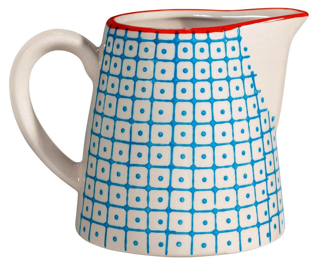 Milchkännchen Carla Retro, kleine Kanne, Ø 8,5 x H 8,5 cm, blau, Keramik, ca. 250 ml