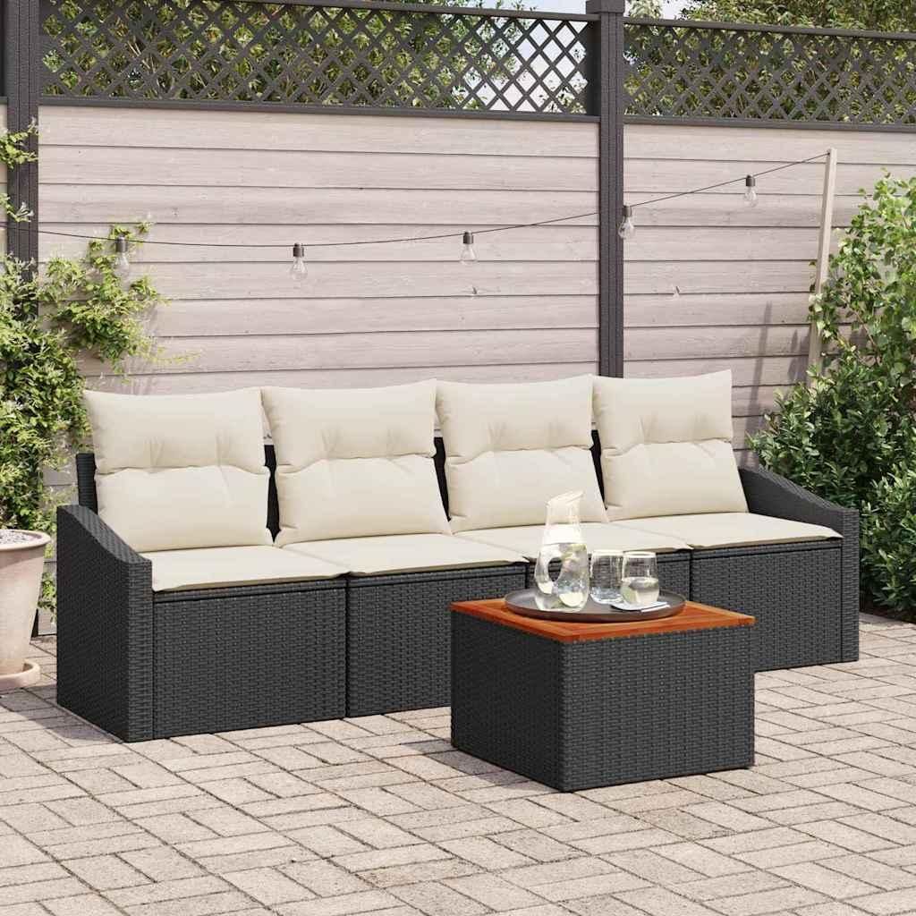 Maison Exclusive - Gartensofa-set mit Kissen 5 pcs Schwarz Poly-Rattan