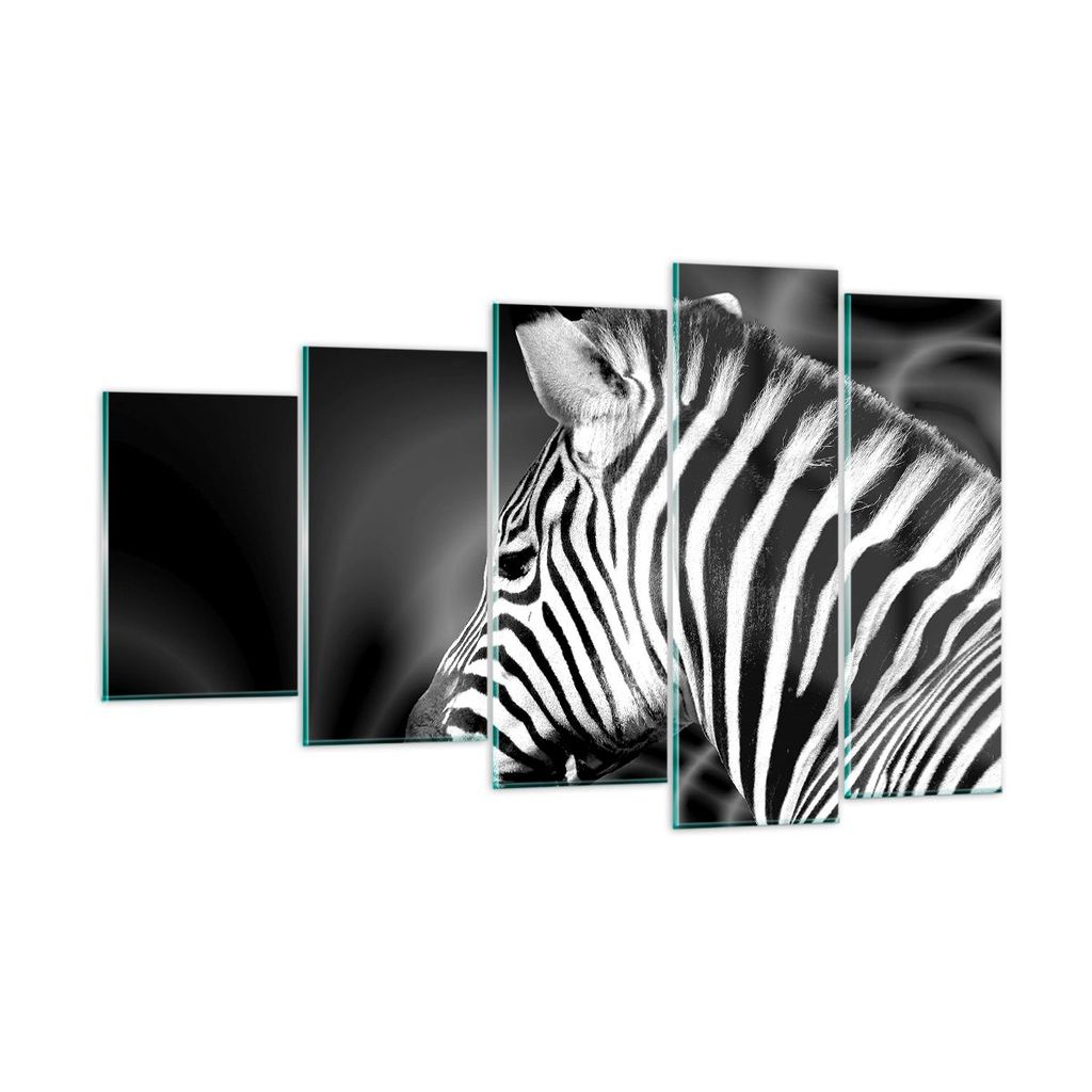 Bilder auf glas - Tier Zebra Streifen - 100x60cm - Glasbilder - Wandbilder - Kunstdruck - zum Aufhängen bereit - Wanddekoration aus Glas - Glas Bi...