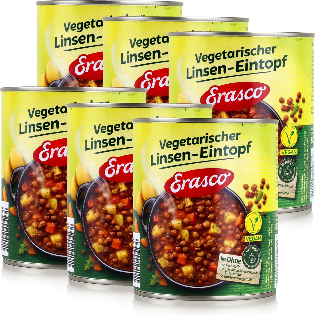 Erasco vegetarischer Linsen-Eintopf 800g Fertigessen (6er Produktbild 