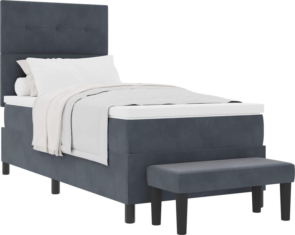 Boxspringbett mit Matratze Dunkelgrau 80 x 200 cm Samt