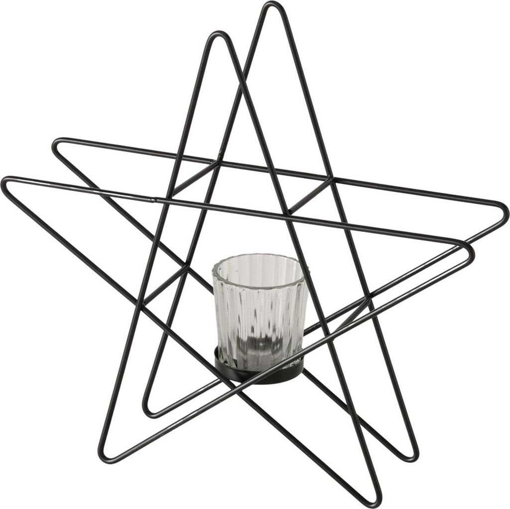 BOLTZE Windlicht Stoka Stern schwarz 27,5cm