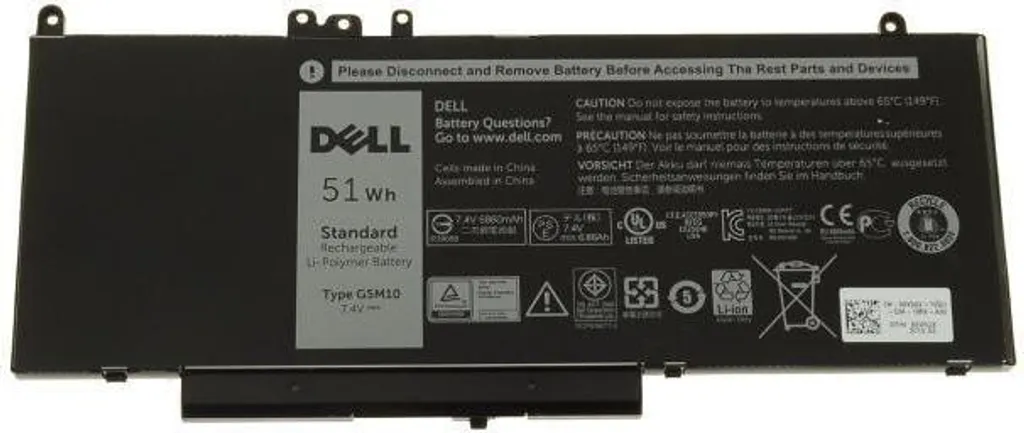 Batterie Dell Latitude G5M10 de Rechange - Idéal pour le Télétravail 51Wh