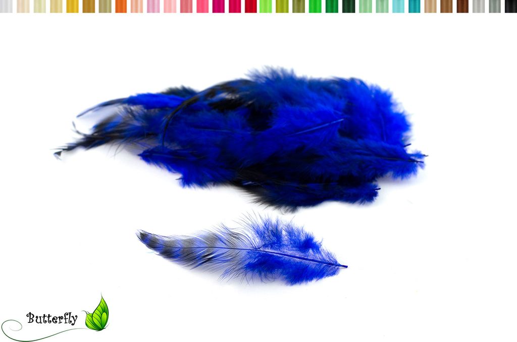 20 Hahnenfedern CHINCHILLA ca. 8-13cm, Farbauswahl:blau 352 / königsblau / royalblau