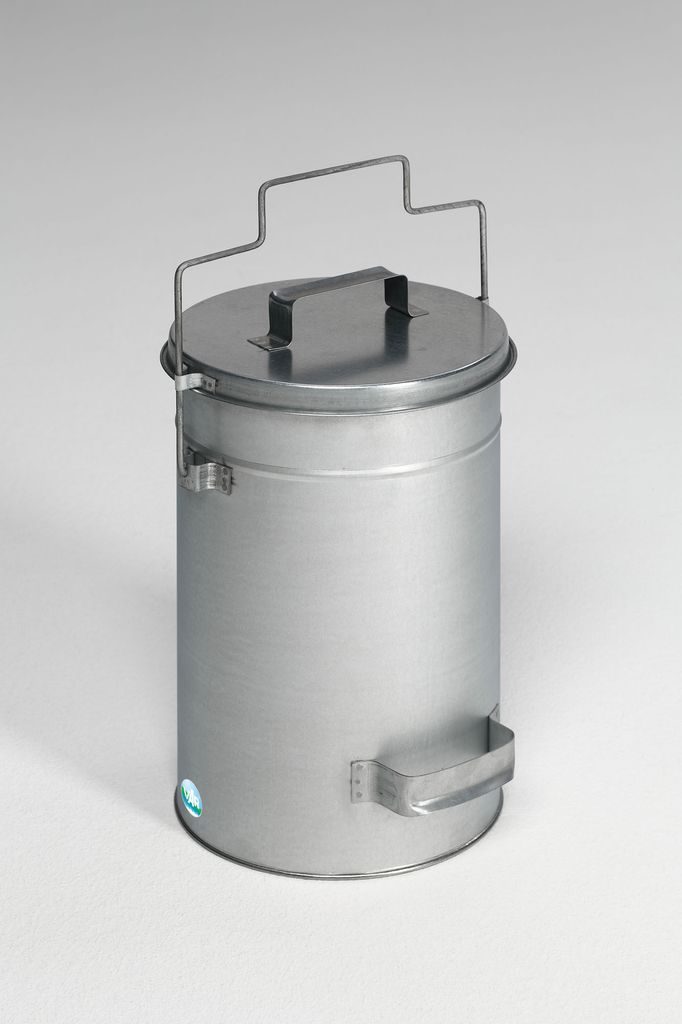 Robuster Sicherheitsbehälter mit Deckel & Tragebügel | HxBxT 38x27x27cm | Verzinkter Stahl | Silber