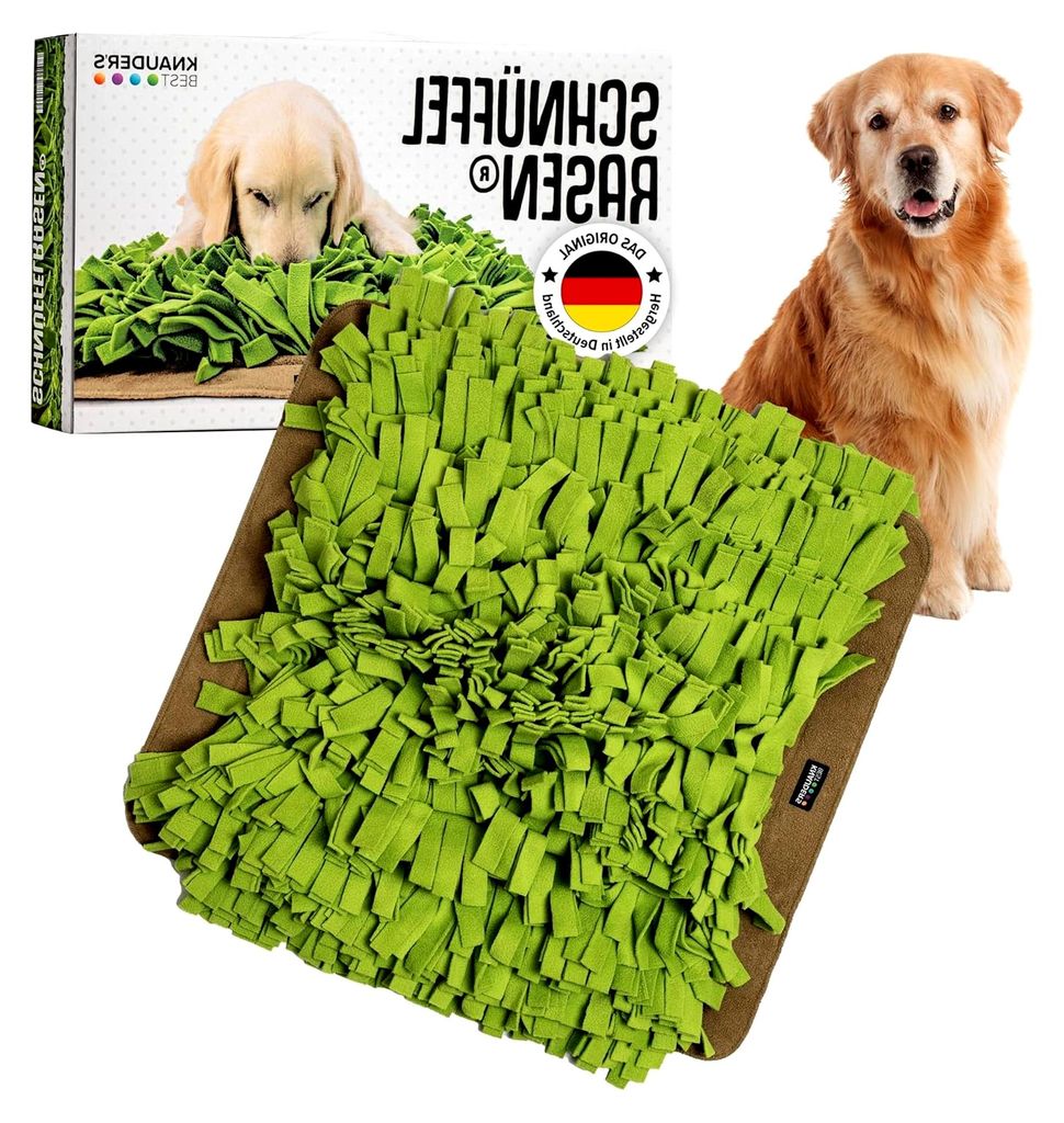 Schnüffelteppich für Hunde 60cm x 60cm - Mit über 1.150 Fransen - Hundespielzeug aus 3qm Polarfleece - Weich und sanft - Hundezubehör aus Deuts...