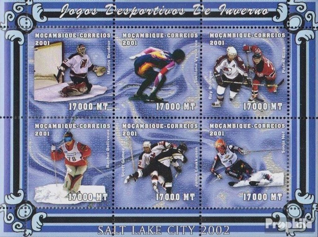 Briefmarken Mosambik 2001 Mi 1964-1969 Kleinbogen postfrisch Olympische Winterspiele 2002