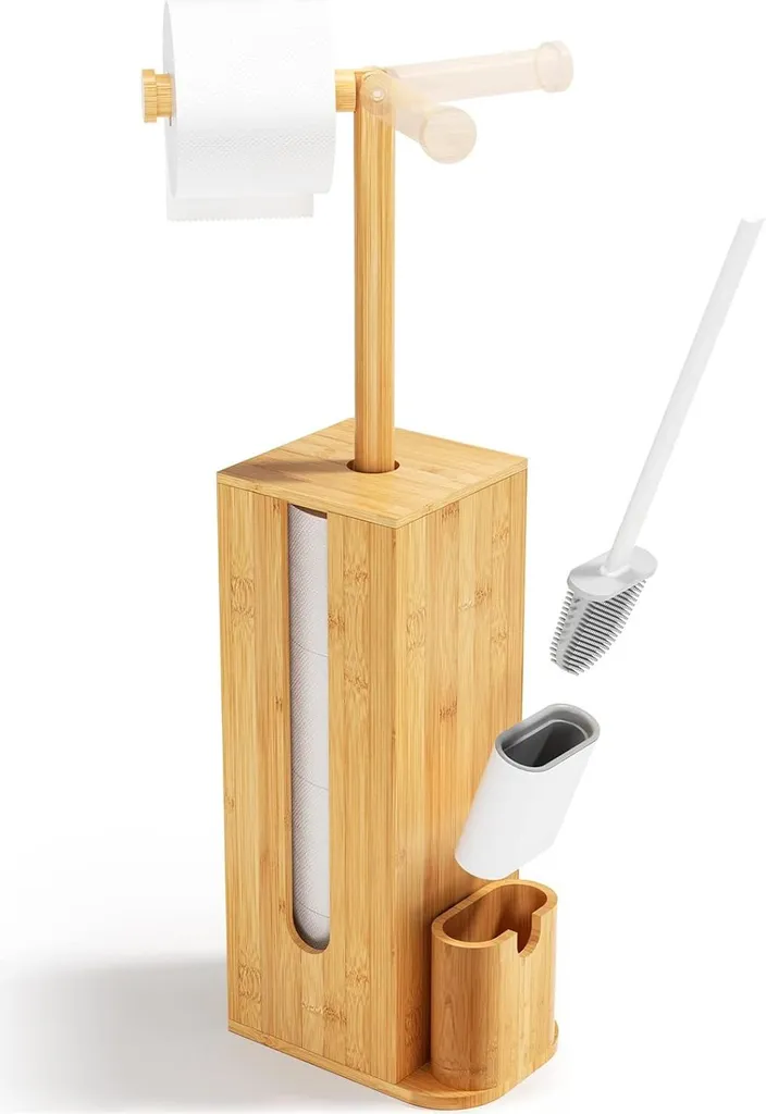 Valet de WC Butler HBT 716 en bambou naturel avec brosse intégrée