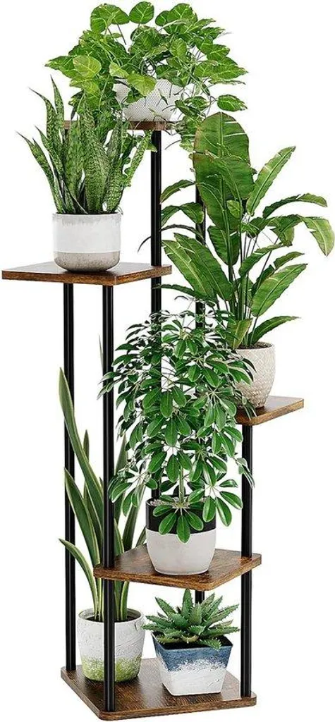 Support fleurs 5 niveaux en métal marron résistant, design gain de place