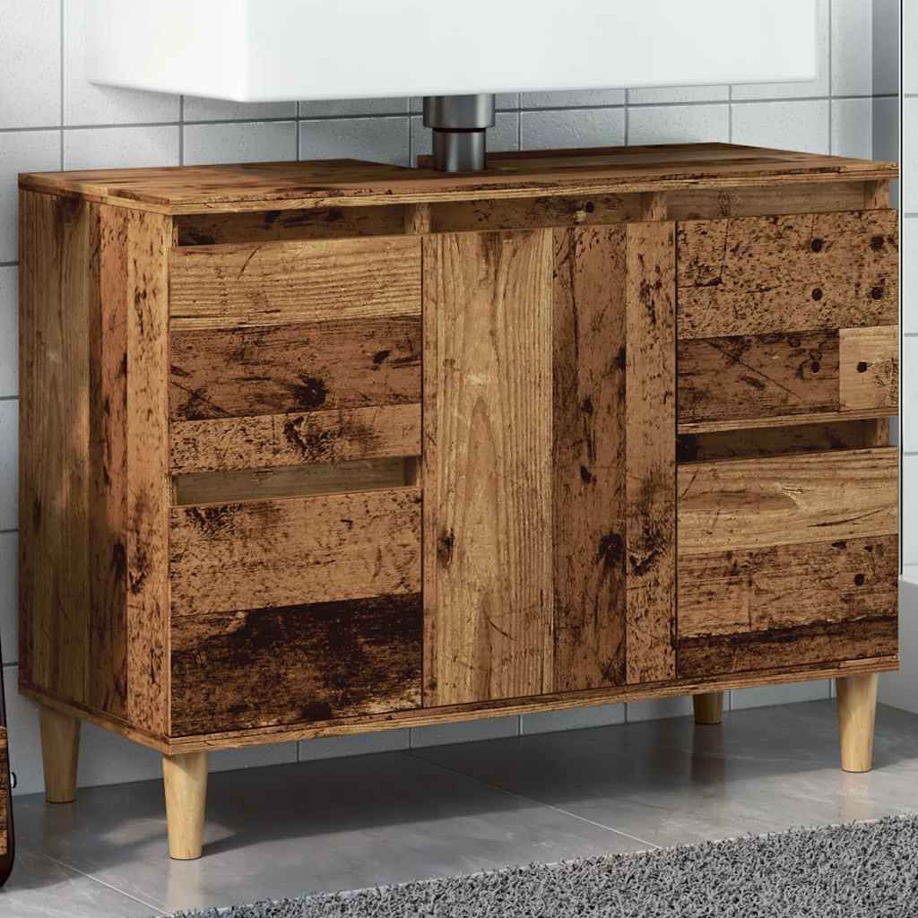 ZMH Waschbeckenunterschrank Altholz-Optik 80x33x60 cm Holzwerkstoff