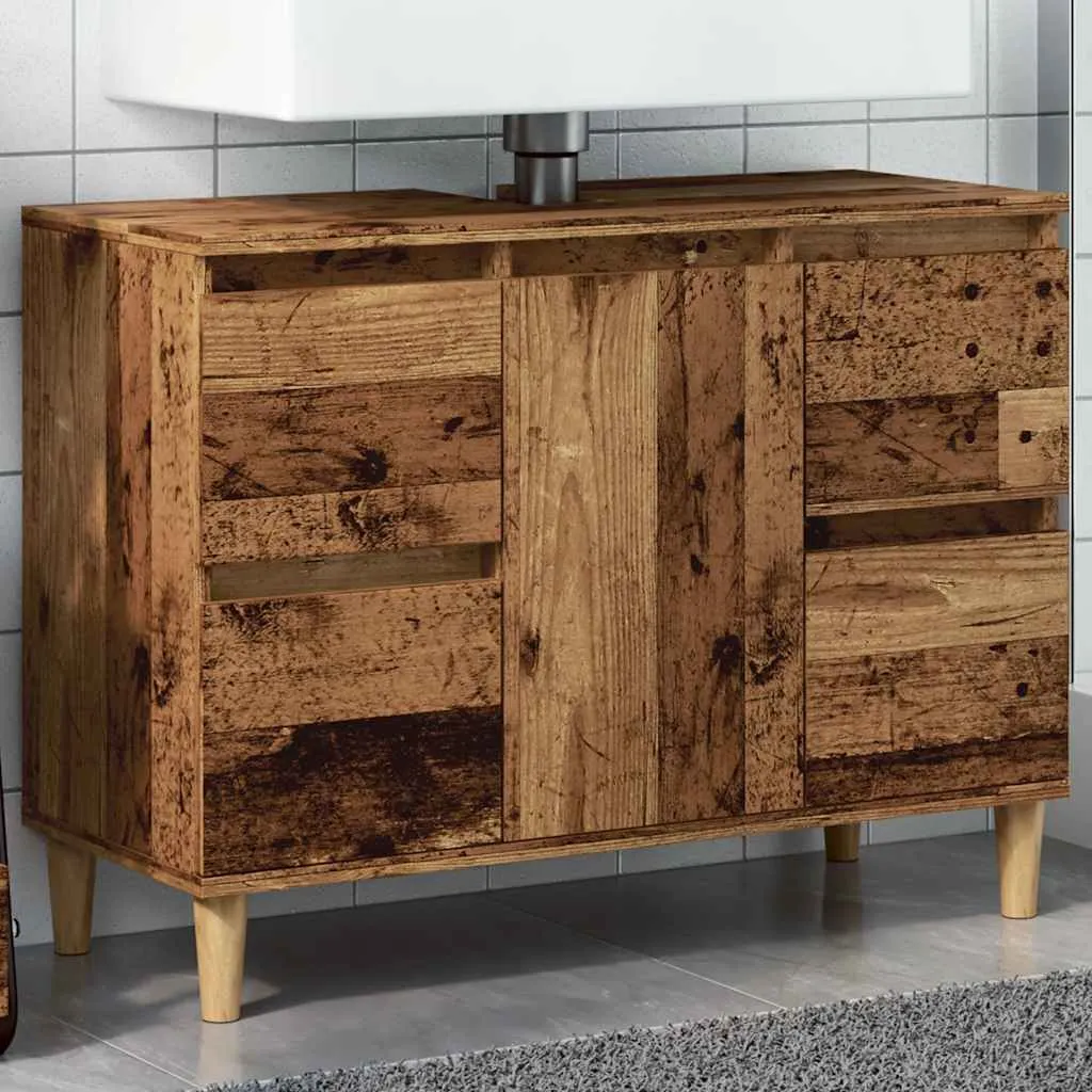 Mobile Sottolavabo 80x33x60 cm Hommie Legno di Recupero - Montaggio Facile