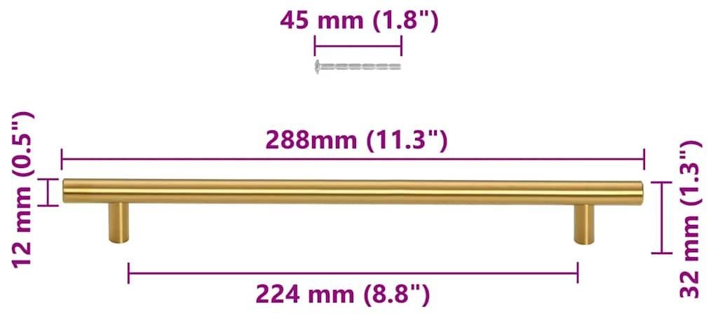vidaXL Möbelgriffe 5 Stk. Golden 224 mm Edelstahl Produktbild 