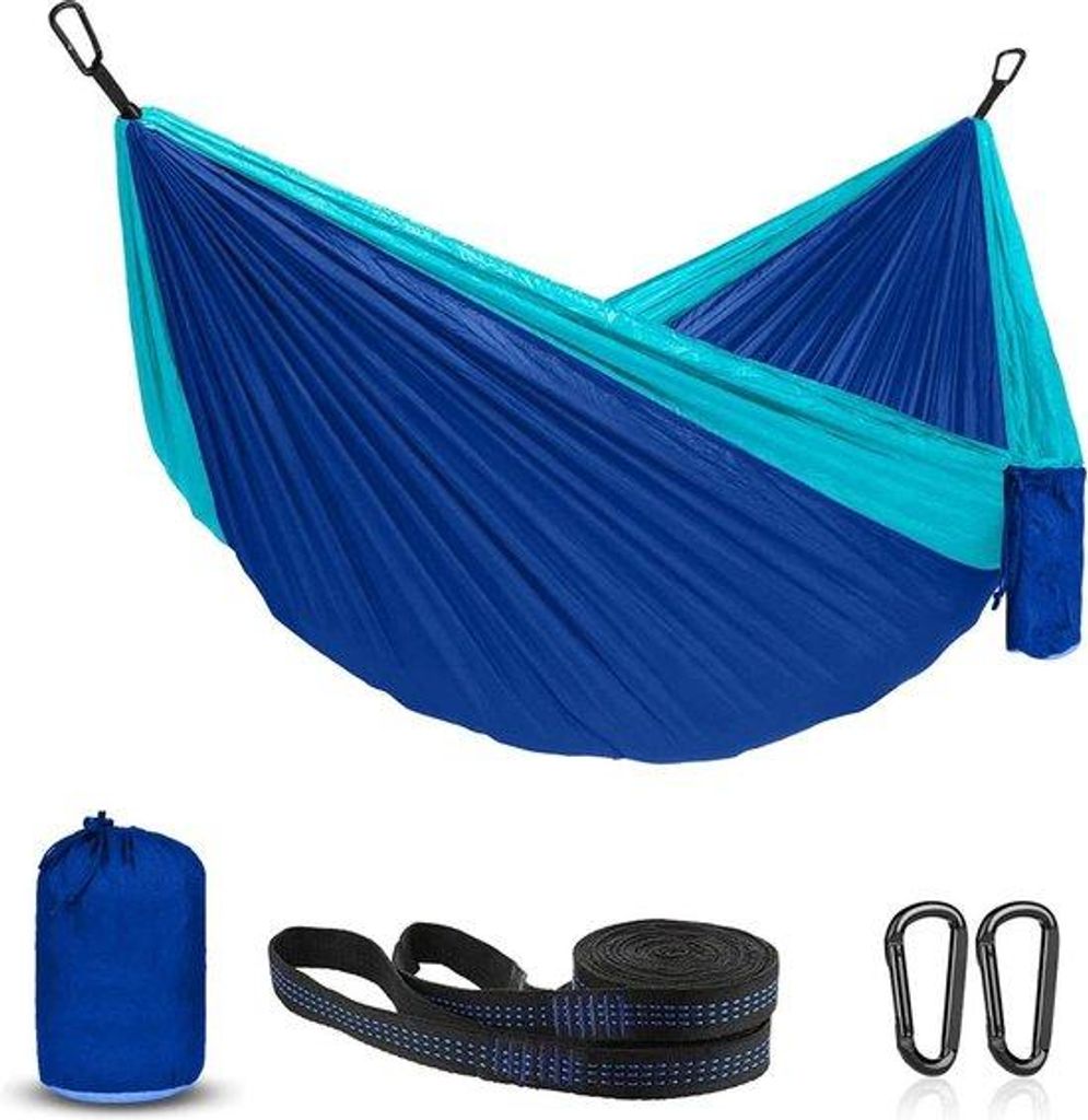 Draagbare Parachute Hangmat für Camping und Outdoor-Aktivitäten - 210D Nylon-Schaukel für Garten, Picknick und Reisen - Blau