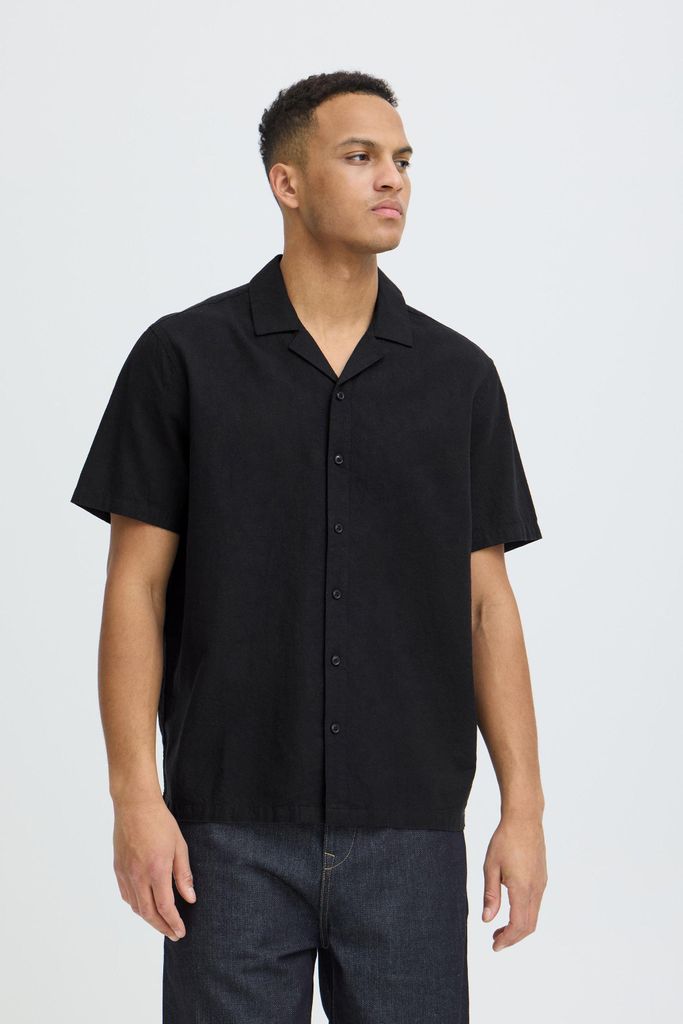 Blend BHAban Herren Leinenhemd Hemd Kurzarmhemd Baumwollmischung Relaxed Fit