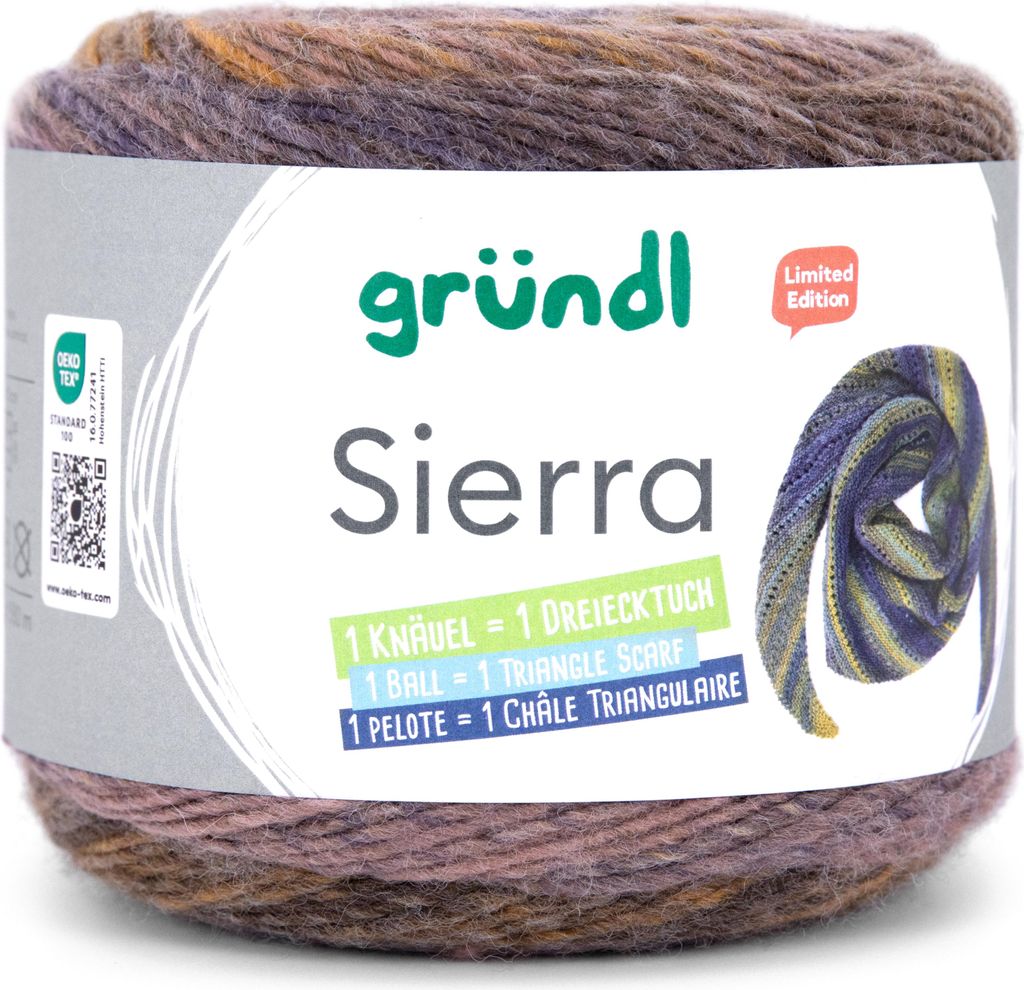 Sierra Wolle zum Stricken, 200 g/580m 1 Knäuel =1 Dreieckstuch 80% Polyacryl/20% Wolle 05 braun-curry