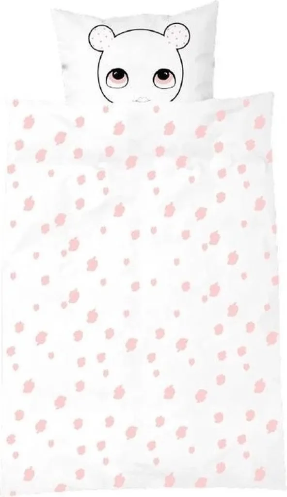 Housse de couette anti-irritation 140x200 cm coton doux souris rose blanc