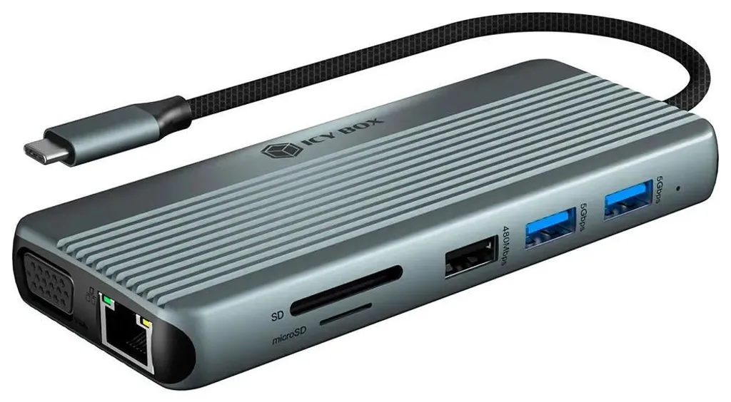 Station d'accueil Icy Box IB-DK4062-CPD USB-C 12-en-1 avec Triple Affichage