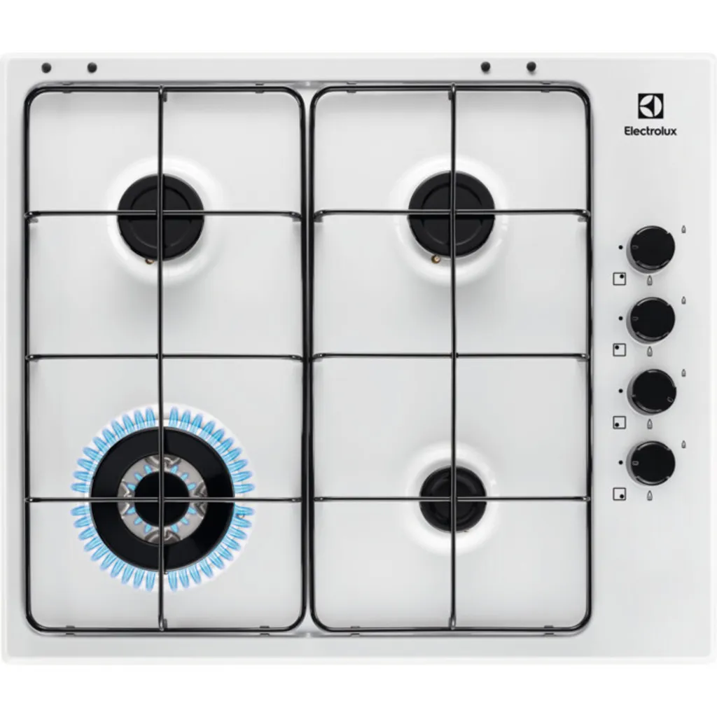 Table de Cuisson Gaz 4 Feux Electrolux Blanche Intégrable 60 cm